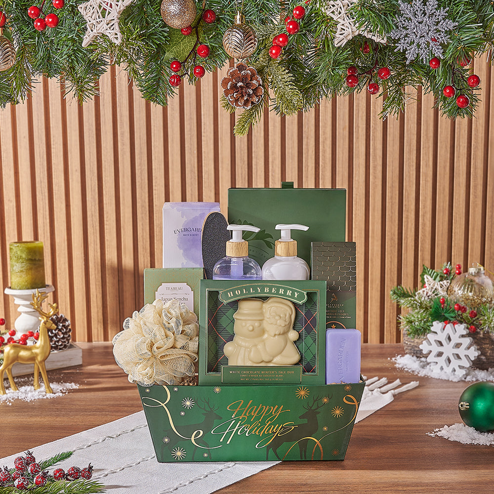 Holiday Gift Set with White Chocolate Truffles and Sencha Tea – how the gift is presented