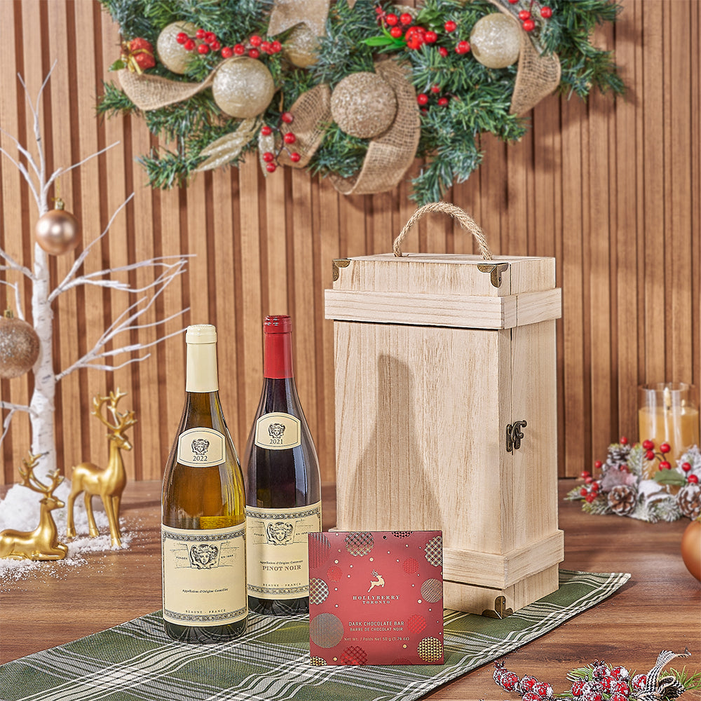 Holiday Two-Bottle Wine Gift Basket – how the gift is presented