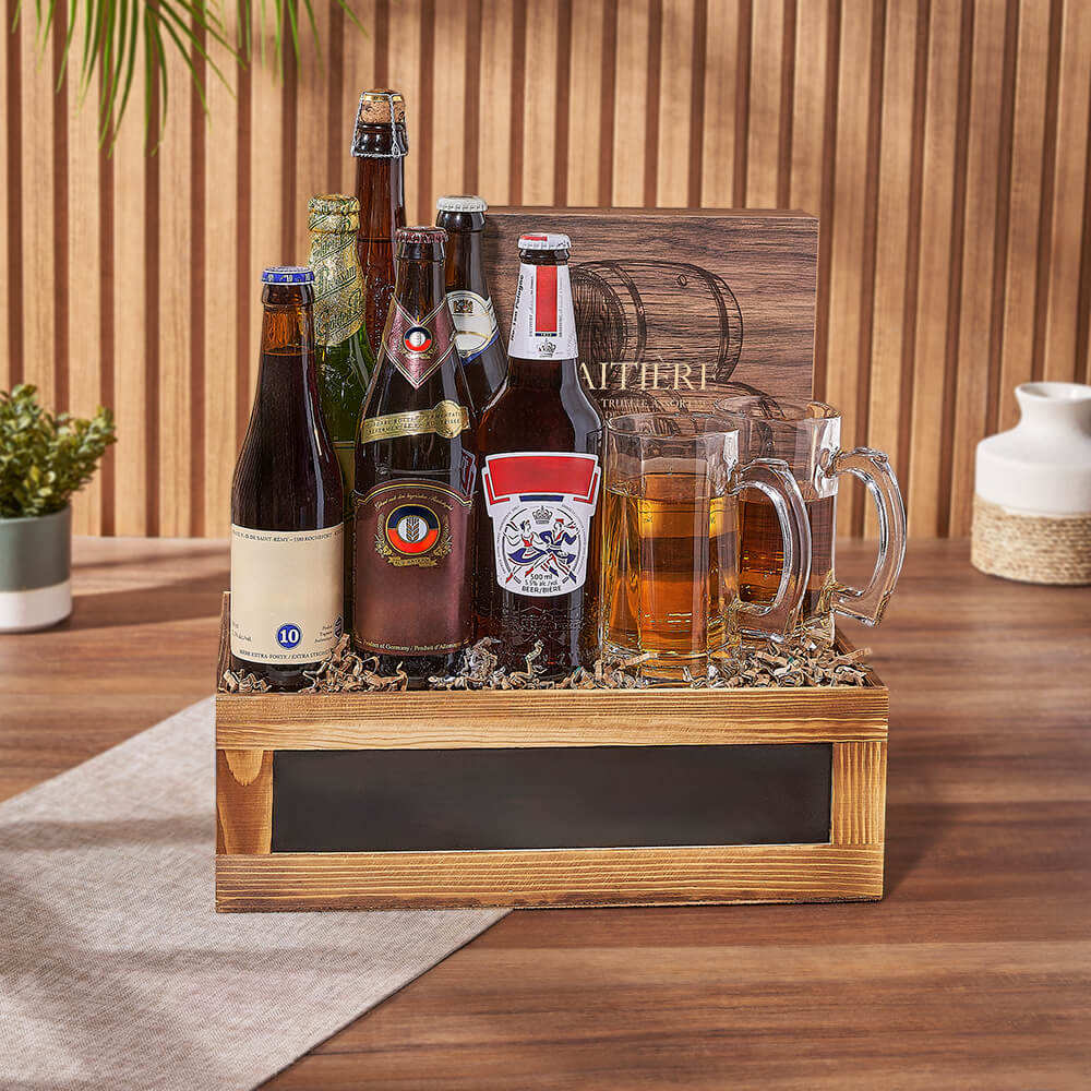 Bourbon Truffle and Specialty Beer Basket – how the gift is presented