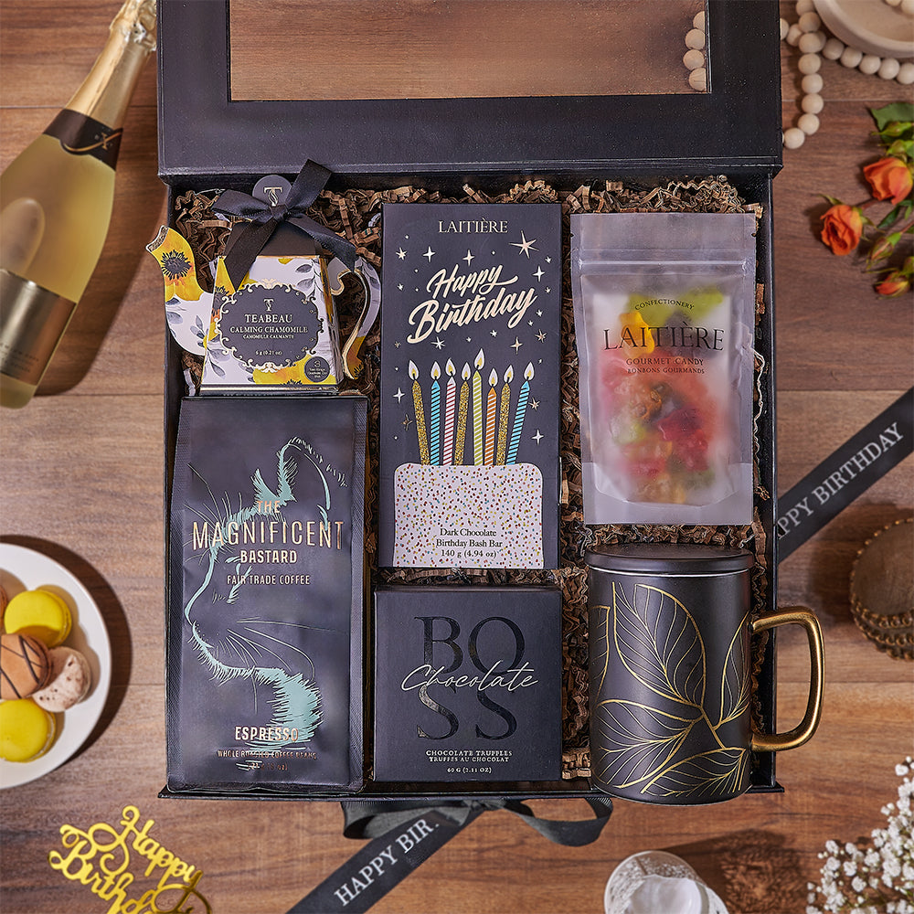 Birthday Coffee and Chocolate Gift Box – how the gift is presented