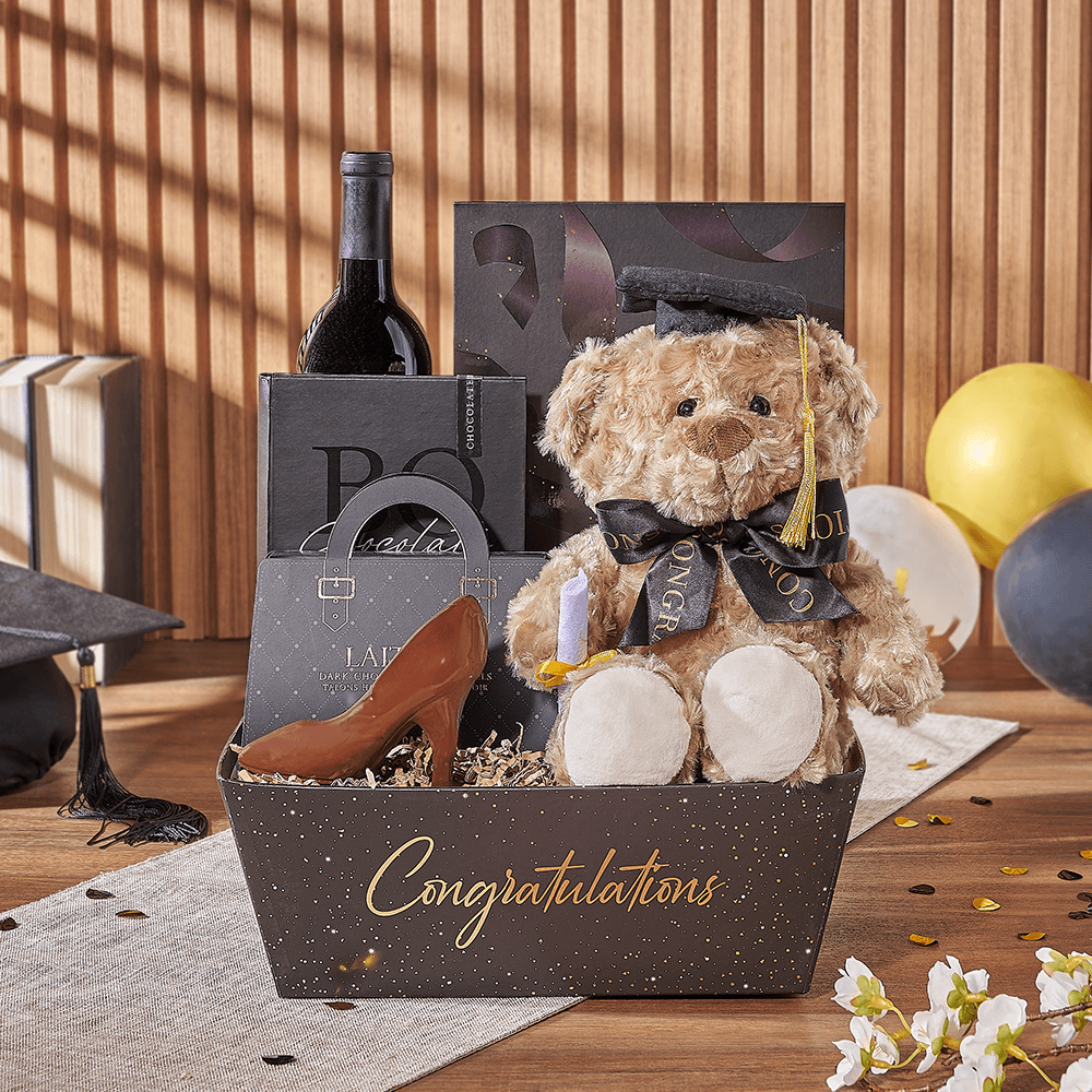 Graduation Chocolate Treats Gift Basket – how the gift is presented
