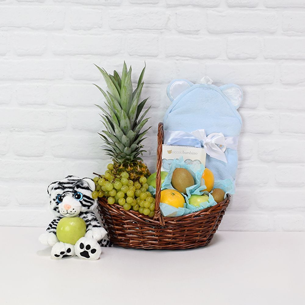 Baby Gift Basket with Velour Washcloths – how the gift is presented