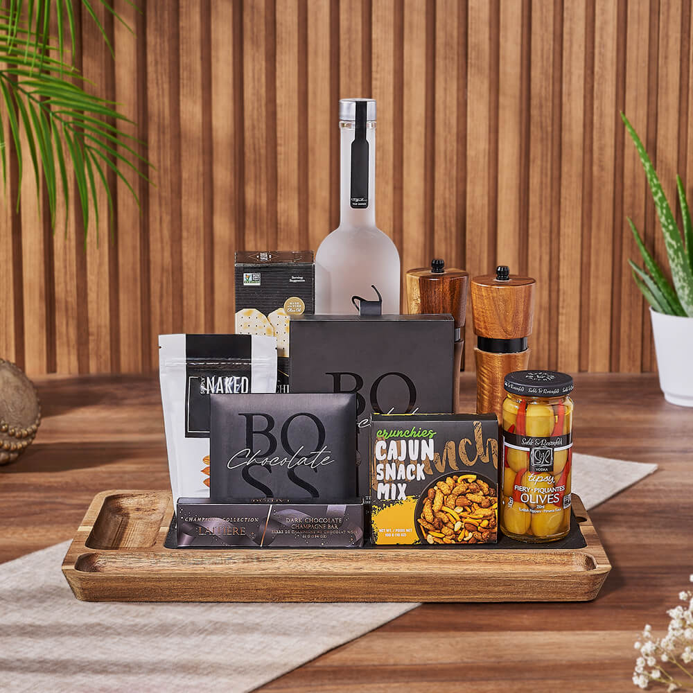Vodka Gift Basket with Truffles – how the gift is presented