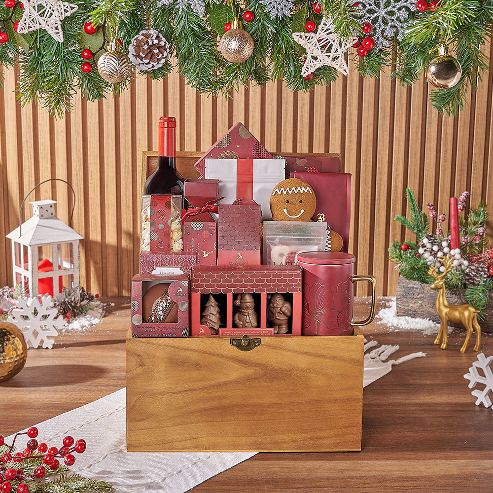 Wine Gift Chest with Chocolates – how the gift is presented