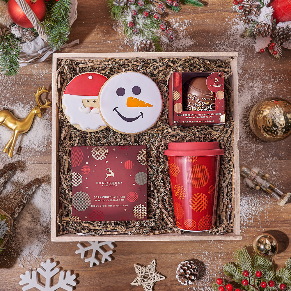 Christmas Hot Chocolate Bomb Basket – how the gift is presented
