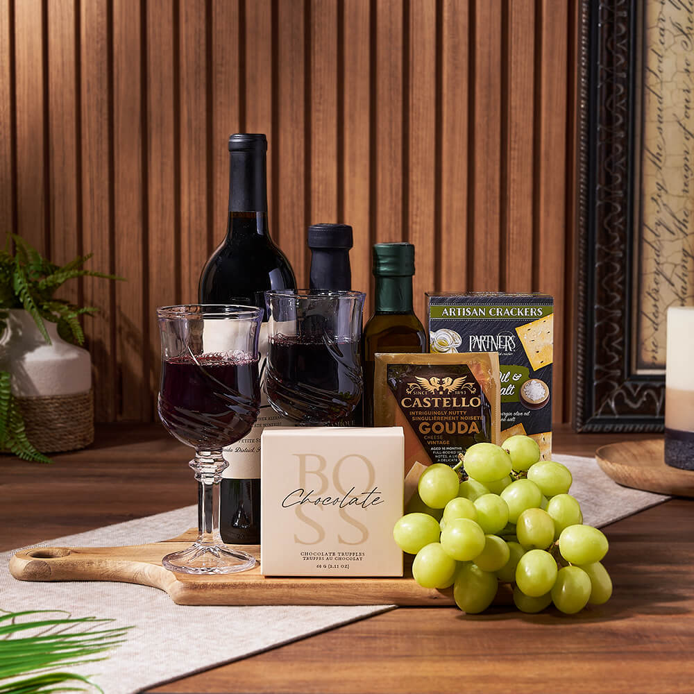 Decadent Wine &amp; Cheese Basket from America Baskets - Wine Gift Basket - America Delivery