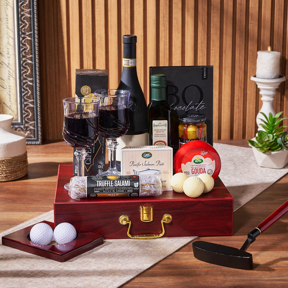 Deluxe Wine &amp; Golfing Snack Set, wine gift, wine, charcuterie gift, charcuterie, seafood gift, seafood, golf gift, golf, America delivery