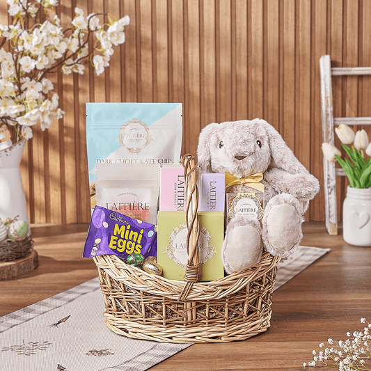 Easter Bunny Candy Basket, easter gift, easter, chocolate gift, chocolate, plush gift, plush, America delivery