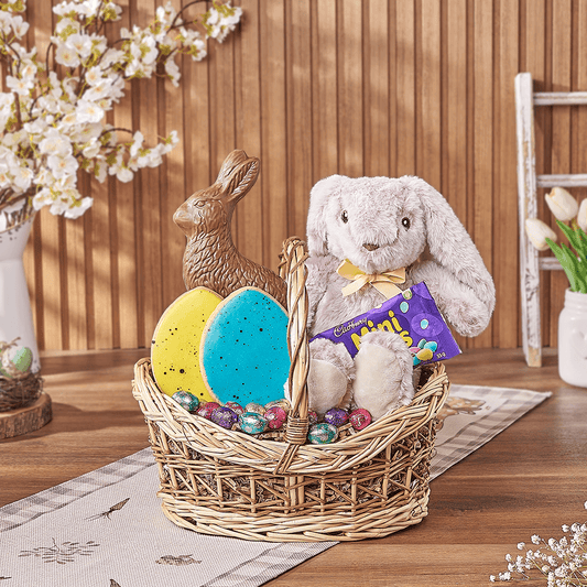Easter Bunny Chocolate Treat Basket, plush gift, plush, chocolate gift, chocolate, easter gift, easter, America delivery