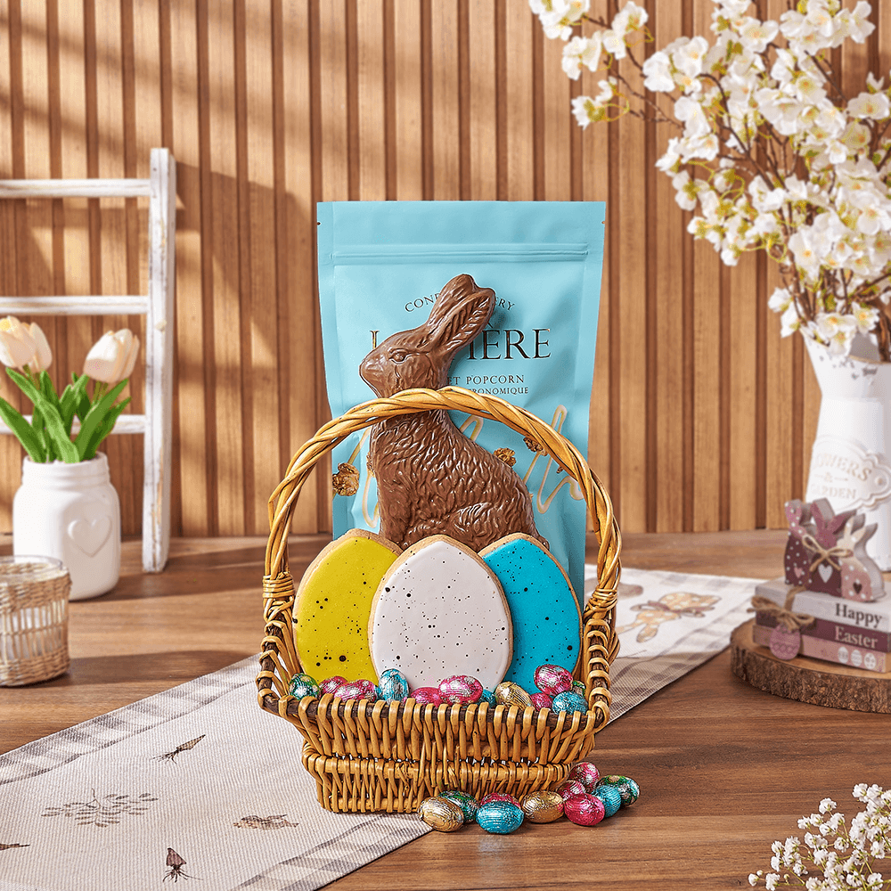 Small Easter Chocolate Treats Gift Basket – how the gift is presented