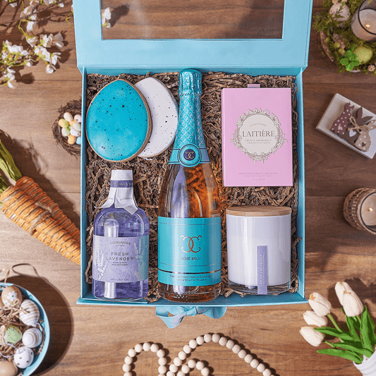 Easter Spa & Champagne Box, spa gift, spa, champagne gift, champagne, sparkling wine gift, sparkling wine, America delivery