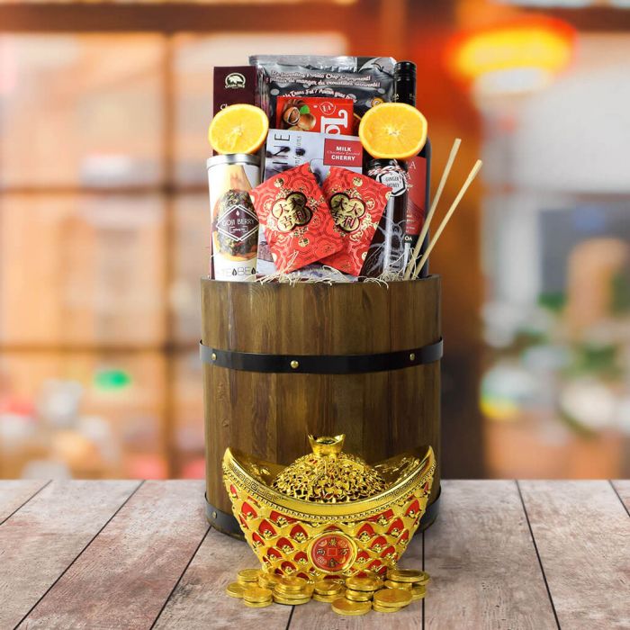 Everlasting Fortune &amp; Festive Wishes Gift Basket from America Baskets - Wine Gift Set - America Delivery