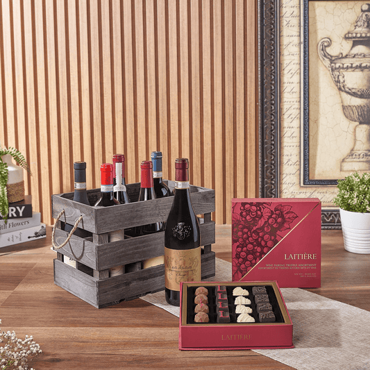 Exceptional Wine Gift Crate - Table Wines, wine gift, wine, chocolate gift, chocolate, luxury gift, luxury, America delivery
