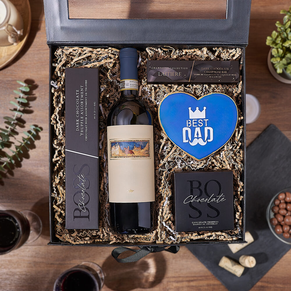 Father’s Day Wine &amp; Sweets Box, wine gift, wine, chocolate gift, chocolate, fathers day gift, fathers day, America delivery