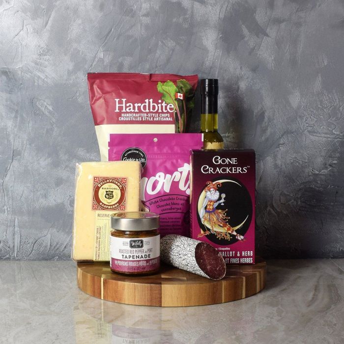 Handcrafted Gourmet Snack Basket – how the gift is presented