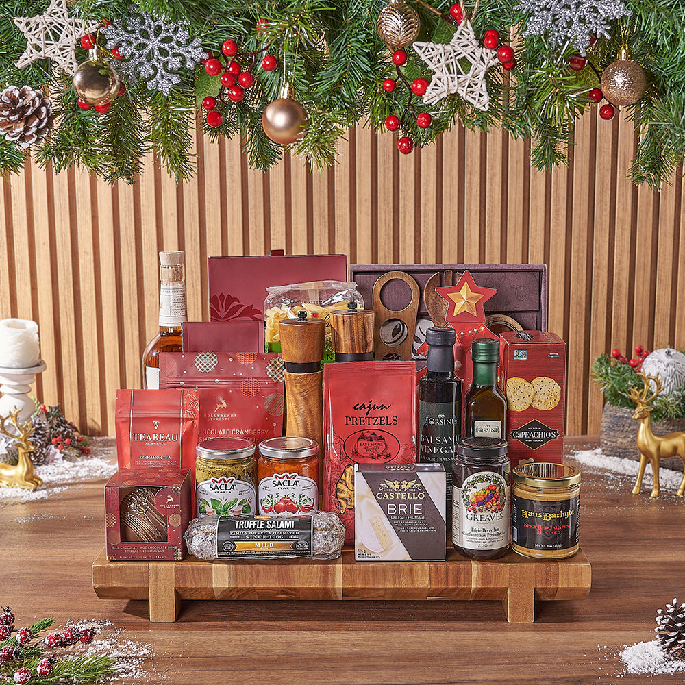 Festive Spirits &amp; Treat Board from America Baskets - Liquor Gift Basket - America Delivery