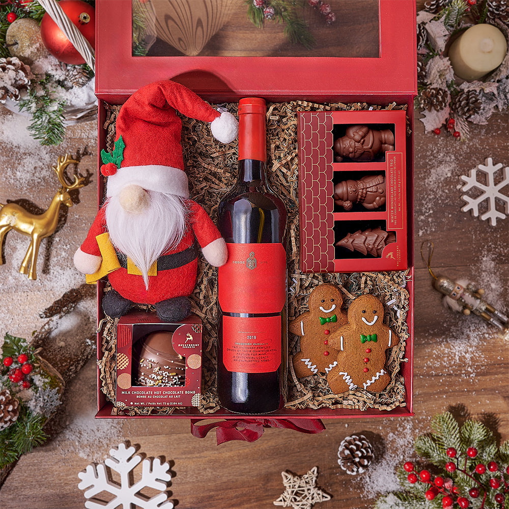 Gingerbread Man &amp; Wine Gift Set, wine gift, wine, chocolate gift, chocolate, christmas gift, christmas, America delivery