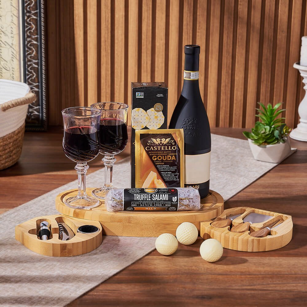 Wine Gift Box with Gourmet Snacks – how the gift is presented