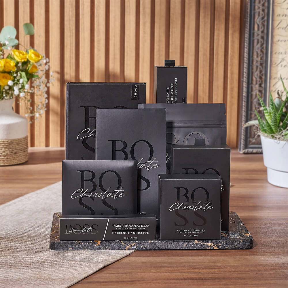 Boss Dark Chocolate Gourmet Gift Box – how the gift is presented