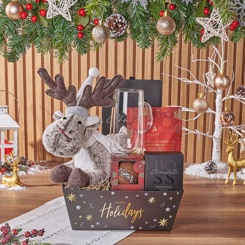Holiday Reindeer and Chocolate Tray – how the gift is presented