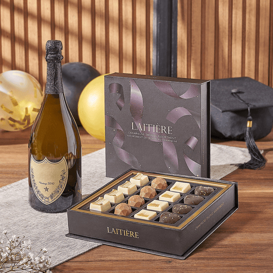Graduation Champagne & Truffle Gift, graduation gift, graduation, champagne gift, champagne, sparkling wine gift, sparkling wine, chocolate gift, chocolate, America delivery
