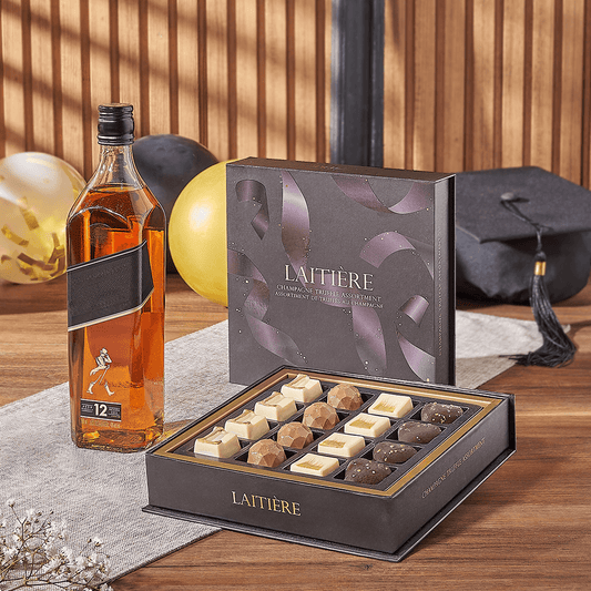 Graduation Spirits & Truffle Gift, graduation gift, graduation, liquor gift, liquor, chocolate gift, chocolate, America delivery