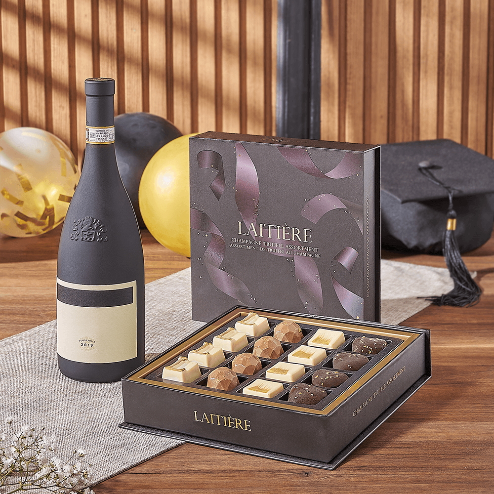 Graduation Wine &amp; Truffle Gift, graduation gift, graduation, wine gift, wine, chocolate gift, chocolate, America delivery