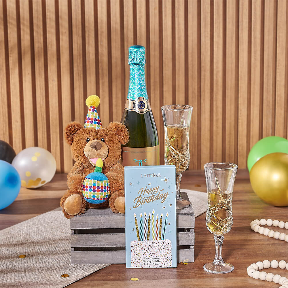 Happy Birthday Champagne &amp; Chocolate Crate, champagne gift, champagne, sparkling wine gift, sparkling wine, birthday gift, birthday, America delivery