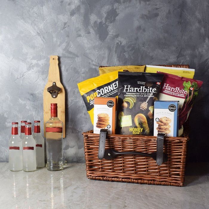 Hockey Night Shots &amp; Coolers Basket from America Baskets - Liquor Gift Set - America Delivery.