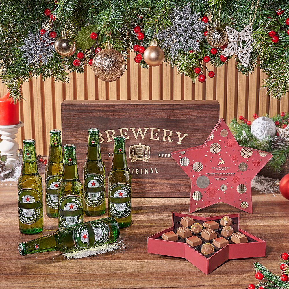 Holiday Beer &amp; Chocolates Set, beer gift, beer, chocolate gift, chocolate, christmas gift, christmas, America delivery