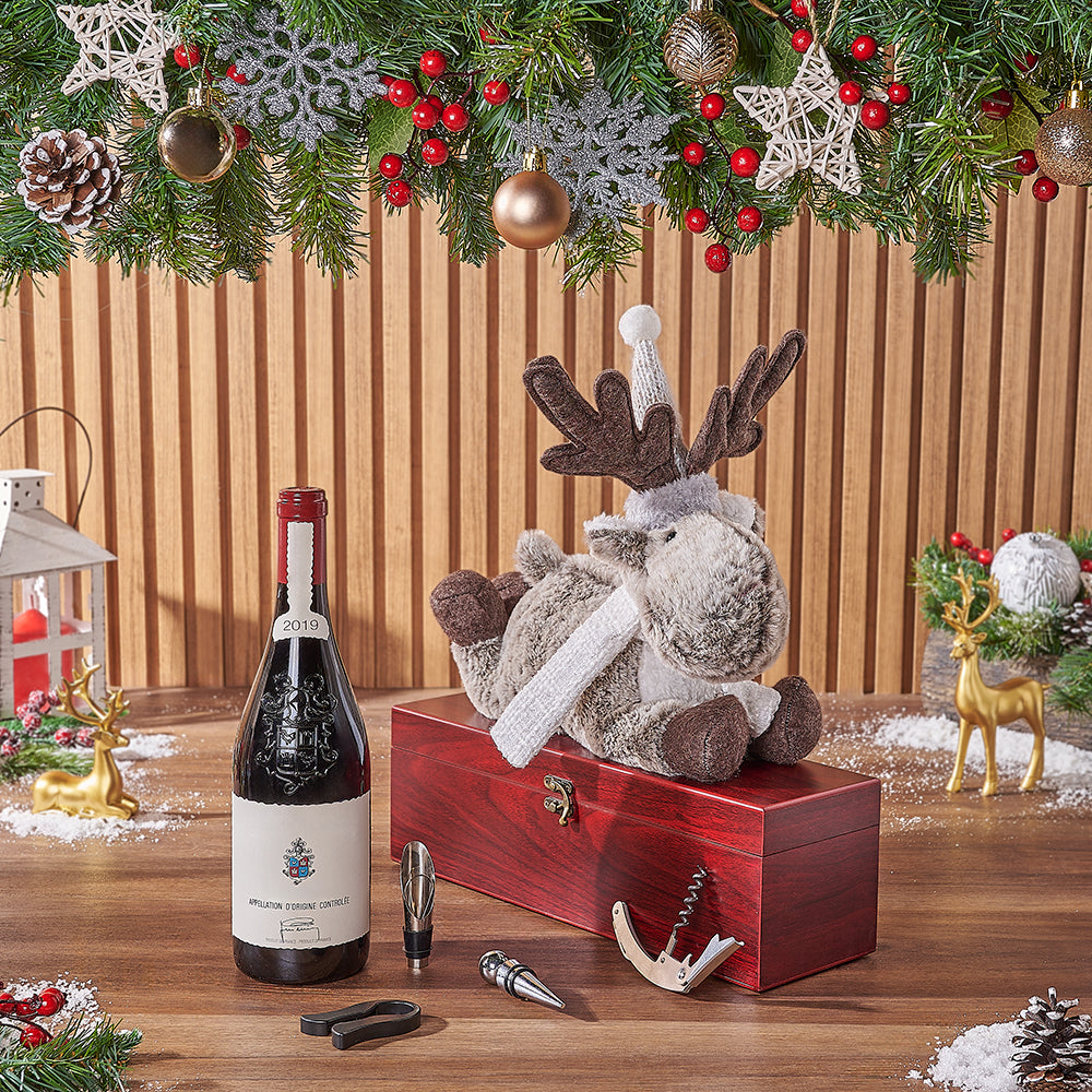 Holiday Reindeer &amp; Cheer Gift Set, wine gift, wine, christmas gift, christmas, America delivery
