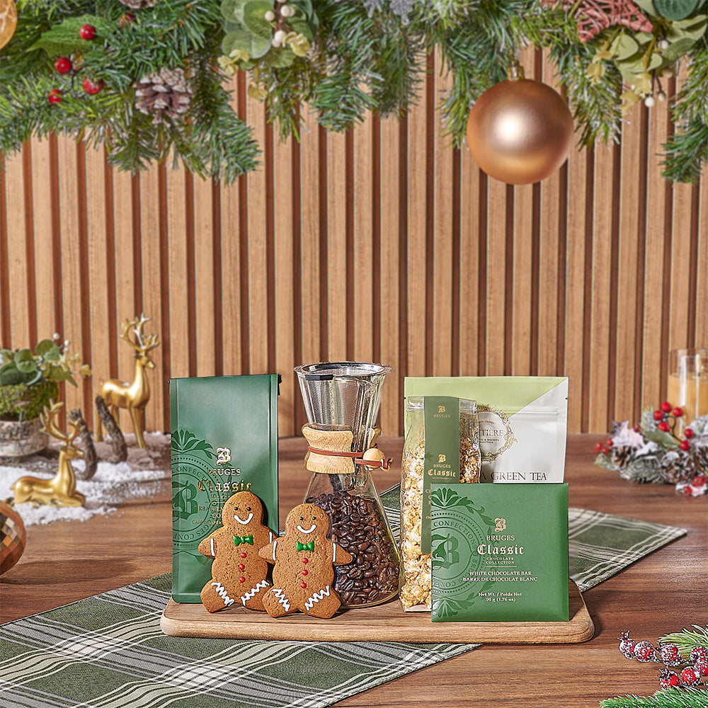 Holiday Warmth Coffee &amp; Treats Basket, christmas gift, christmas, coffee gift, coffee, chocolate gift, chocolate, America delivery