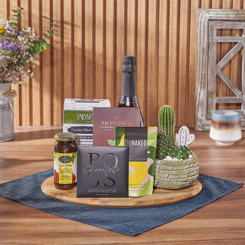 Kosher Celebration &amp; Cacti Gift from America Baskets - Champagne Gift Basket - America Delivery