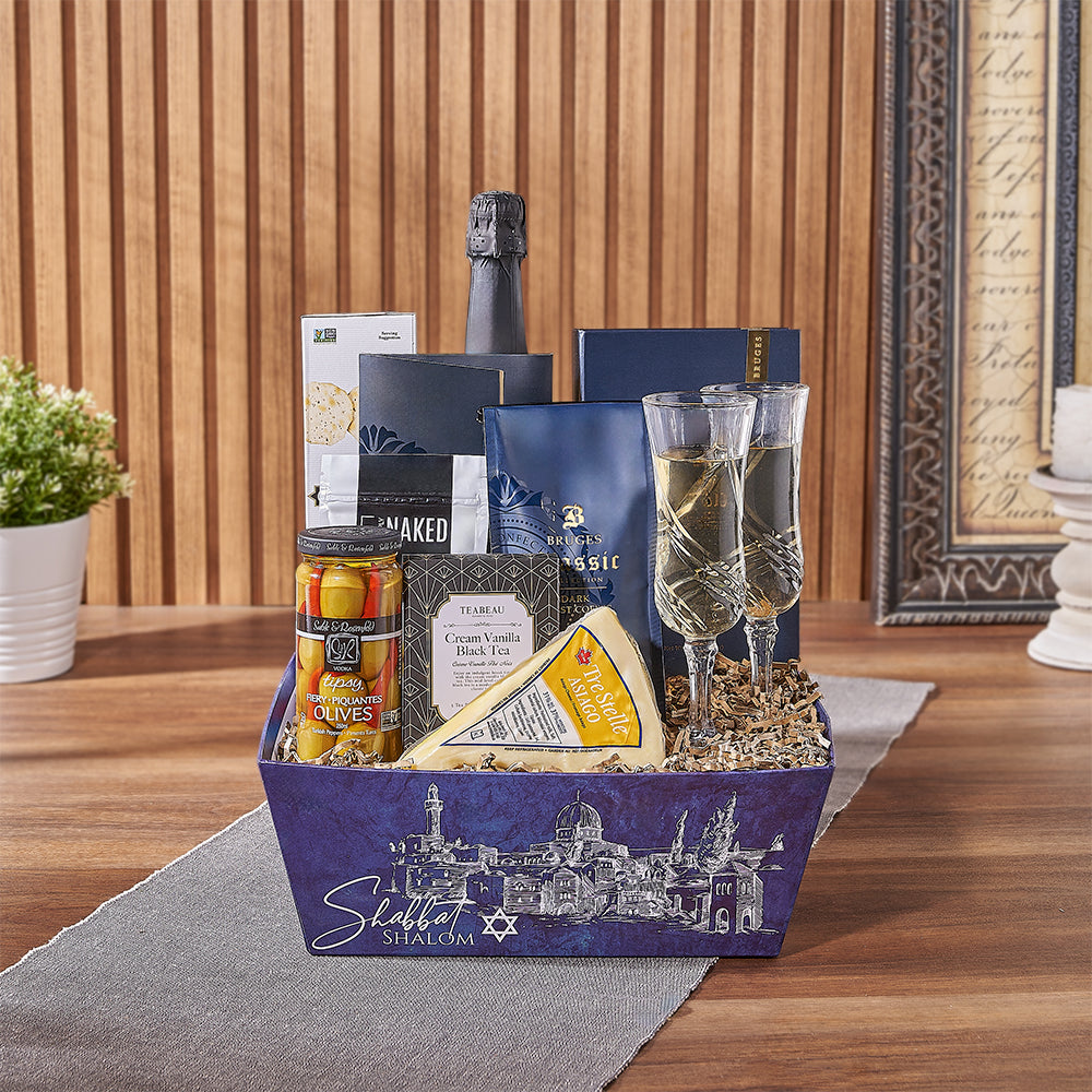 Kosher Champagne &amp; Cheese Basket from America Baskets - Champagne Gift Set - America Delivery