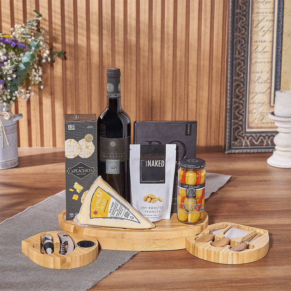 Kosher Wine &amp; Cheese Party Crate from America Baskets - Wine Gift Basket - America Delivery