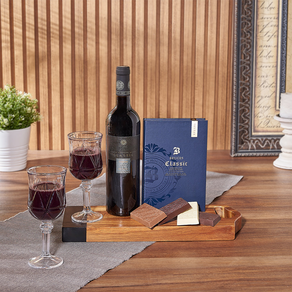 Kosher Wine &amp; Chocolate for Two from America Baskets - Wine Gift Set - America Delivery