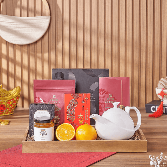 Lucky Tea Time Gift Tray, chinese new year gift, chinese new year, lunar new year gift, lunar new year, tea gift, tea, America delivery