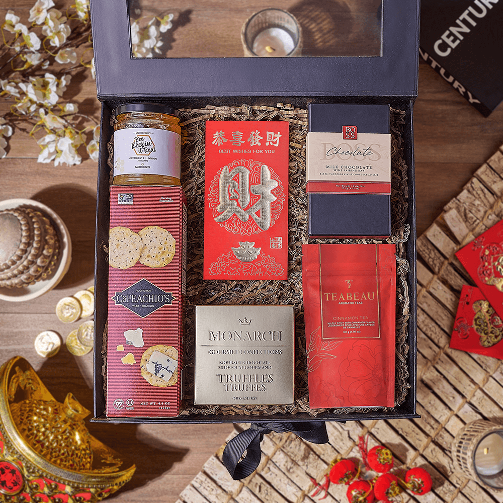 Lucky Tea &amp; Chocolate Gift Box, chinese new year gift, chinese new year, lunar new year gift, lunar new year, America delivery