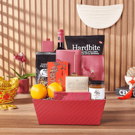 Lucky Wine & Snack Gift Set, wine gift, wine, chinese new year gift, chinese new year, lunar new year gift, lunar new year, America delivery