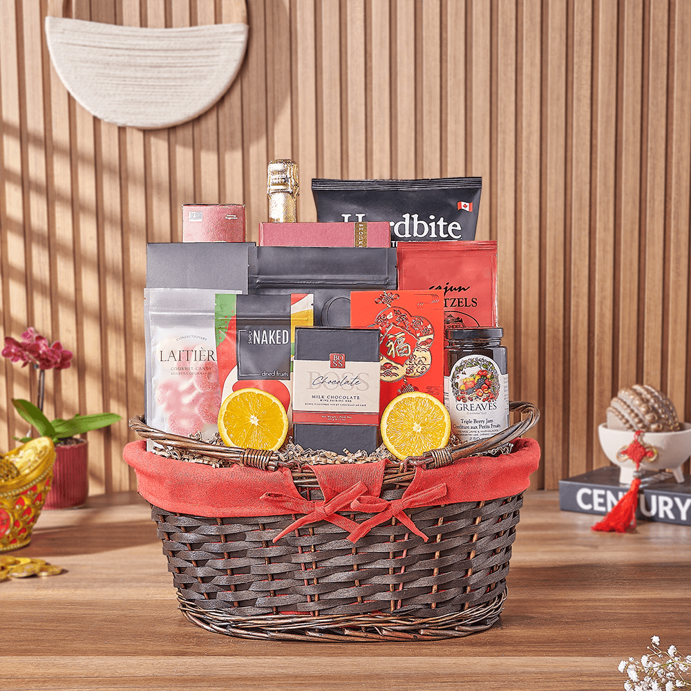 Chinese New Year Sparkling Wine Basket – how the gift is presented