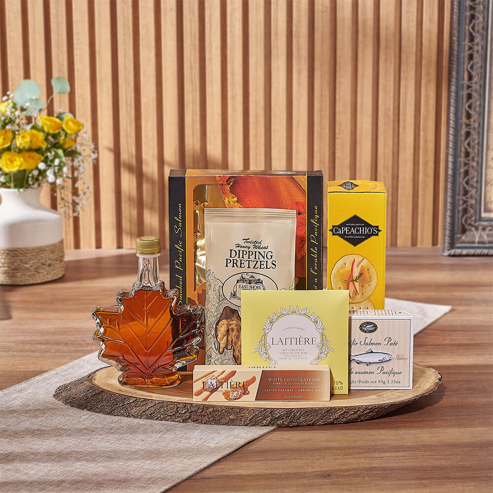 Maple &amp; Salmon Gift Basket, seafood gift, seafood, chocolate gift, chocolate, America delivery