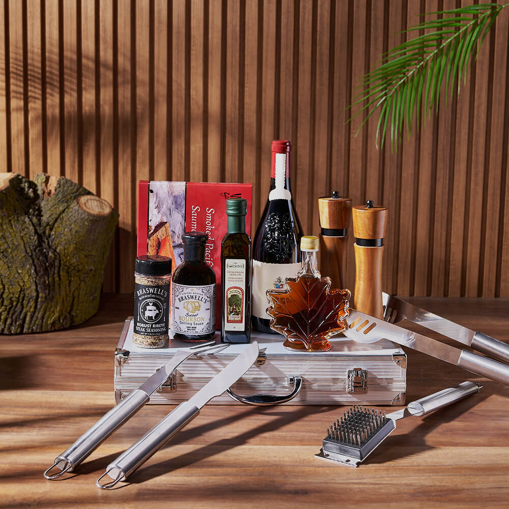 Grilling Essentials Wine Gift Basket – how the gift is presented