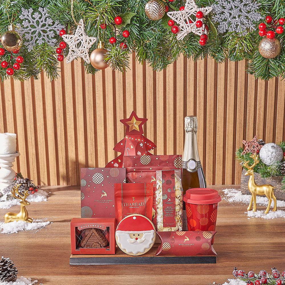 Sparkling Wine and Tea Holiday Gift – how the gift is presented