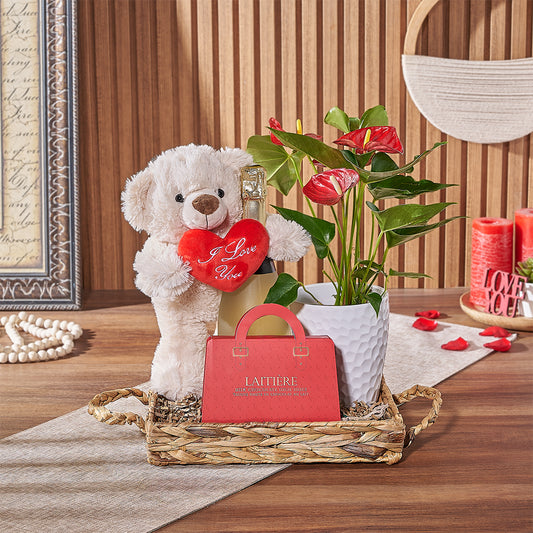 Mississauga Valentine’s Day Basket, champagne gift, champagne, sparkling wine gift, sparkling wine, flower gift, flower, America delivery