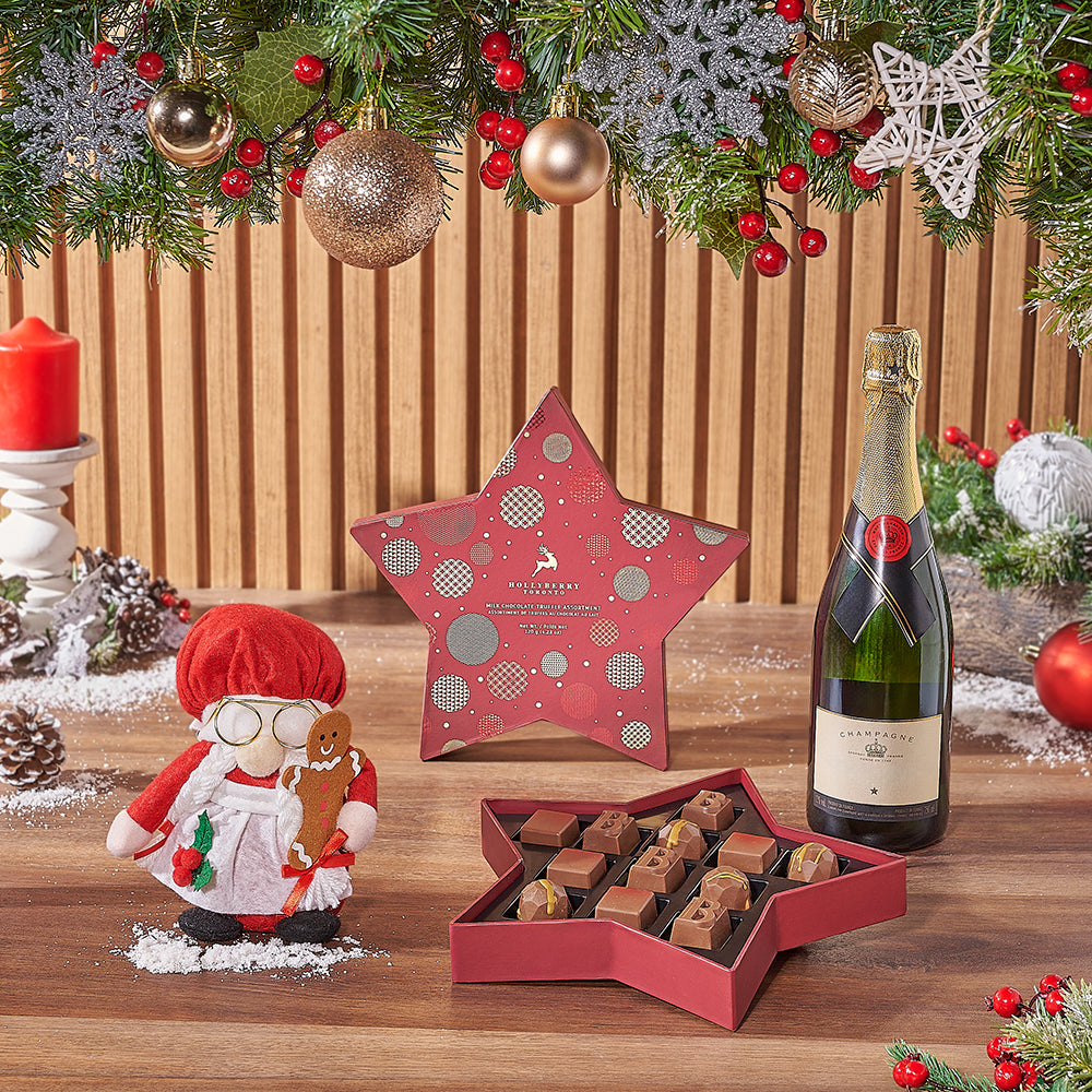 Mrs. Claus Champagne &amp; Chocolate Gift Set, Christmas gift, Christmas, chocolate gift, chocolate, America delivery