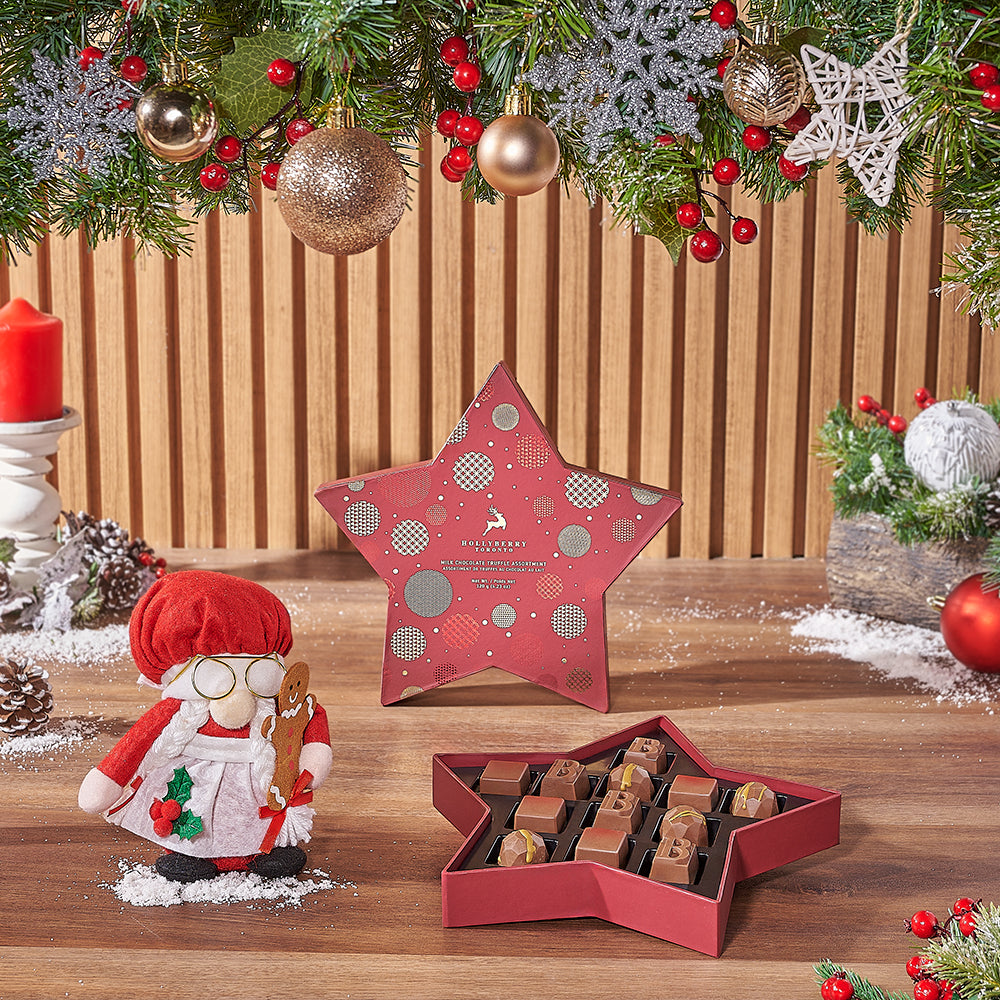 Mrs. Claus &amp; Gourmet Chocolates Gift Set from America Baskets - Gourmet Gift Basket - America Delivery