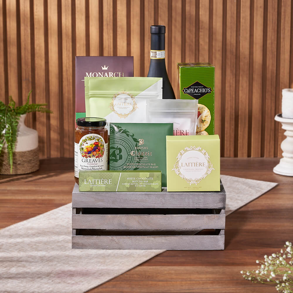 Oakridge Wine &amp; Snack Gift Crate, wine gift, wine, chocolate gift, chocolate, cookie gift, cookie, America delivery