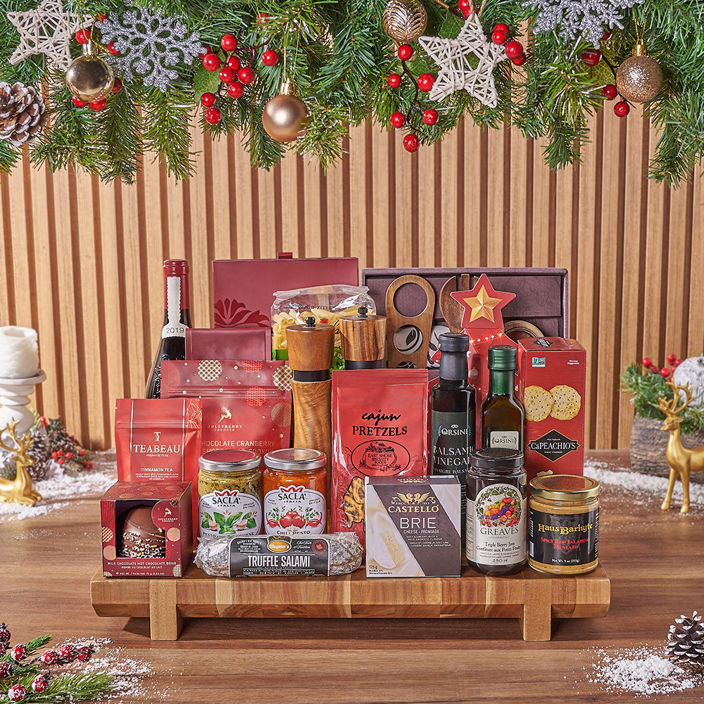 Opulent Christmas Wine &amp; Chocolate Gift Basket, wine gift, wine, chocolate gift, chocolate, cookie gift, cookie, wine gift, wine, christmas gift, christmas, America delivery