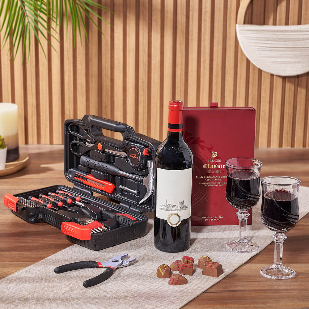 Practical Wine &amp; Tool Gift, wine gift, wine, tool gift, tools, chocolate gift, chocolate, America delivery