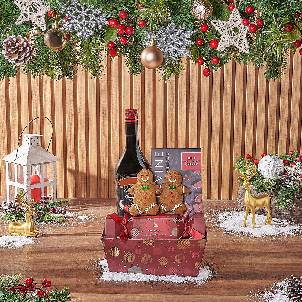 Red Sweets &amp; Spirits Gift Set, liquor gift, liquor, chocolate gift, chocolate, christmas gift, christmas, America delivery